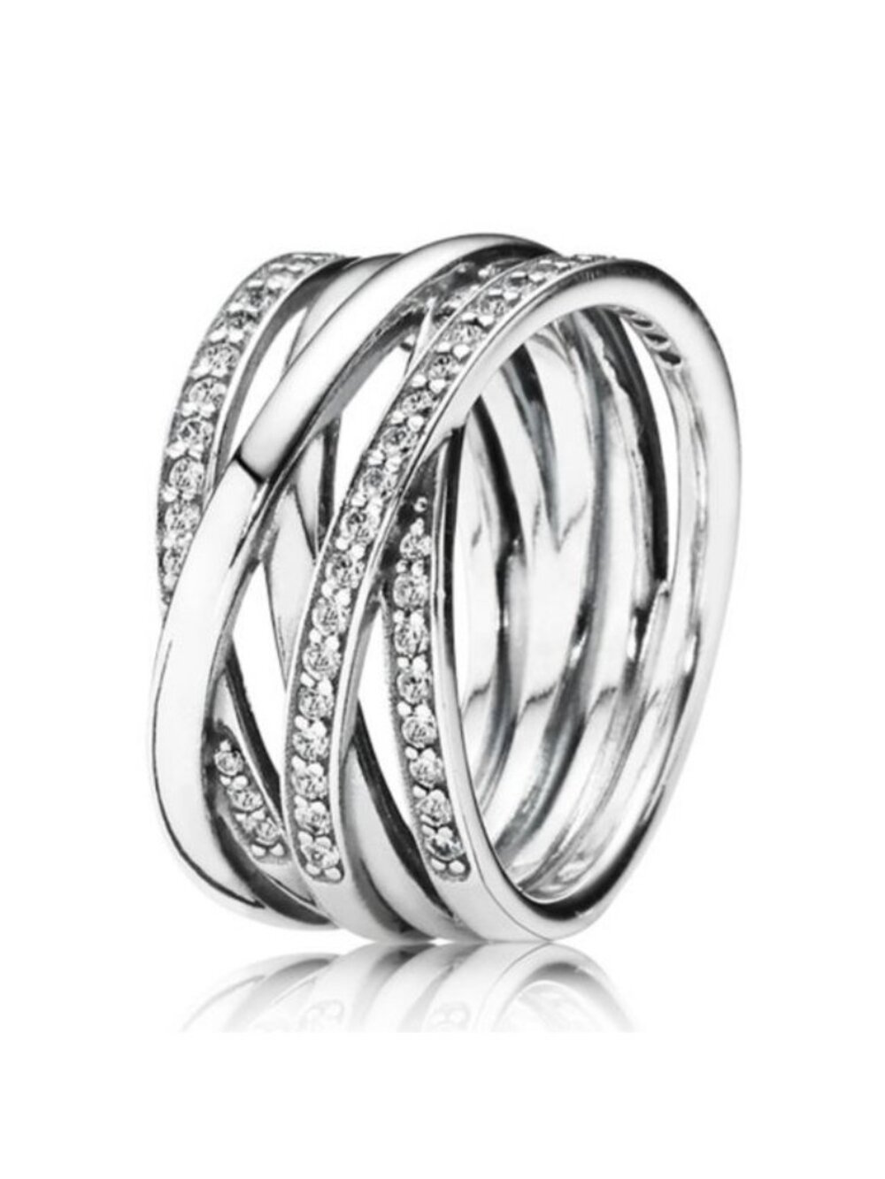 Pandora Sterling Silver Entwined Ring with Zirconia 190919cz, size 52